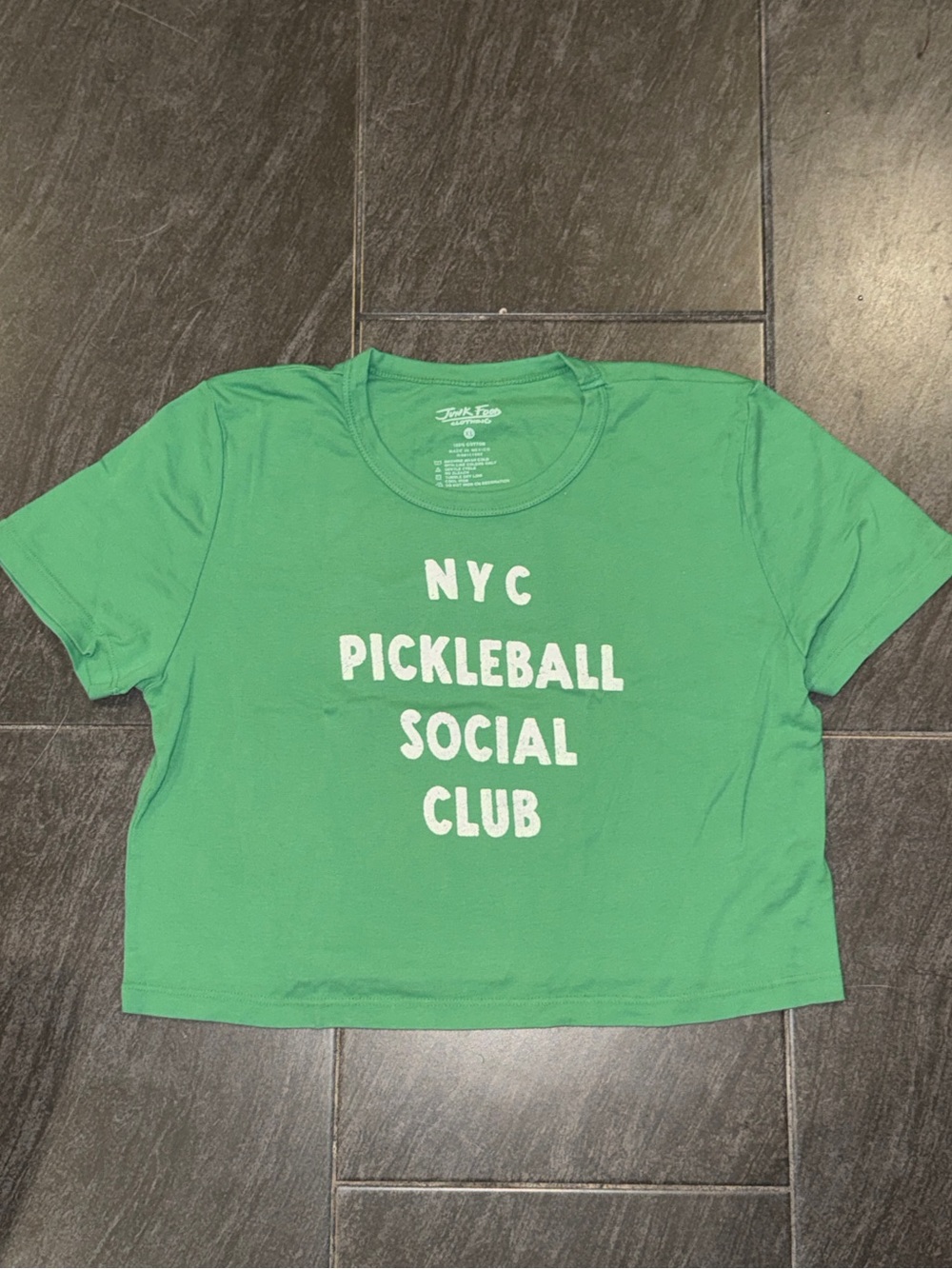 Junk Food Clothing Green Baby Tee with White NYC Print